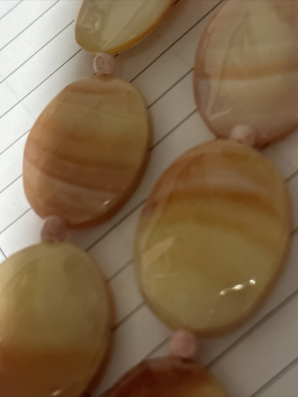 Vintage Agate Beaded Necklace w/ Brass Backed Pendant *SEE DESCRIPTION*