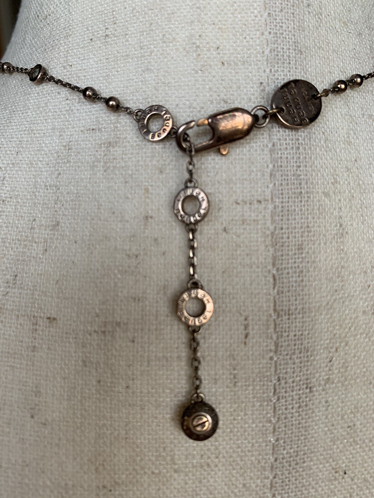 Vintage HENRI BENDEL Crystal/Gold Bead Chain Pendant Necklace 28″