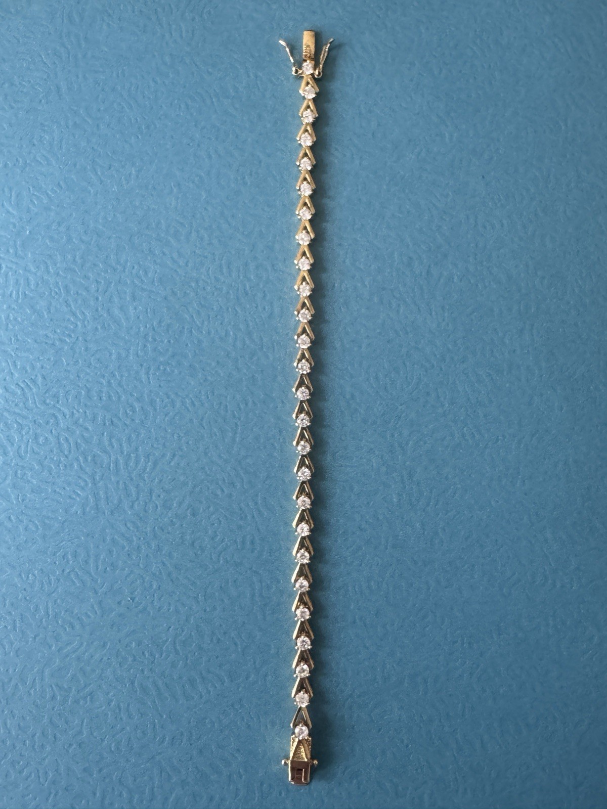 Vintage DBJ .925 Sterling Silver 14k Gold Plate Diamonds Bracelet Size 7”