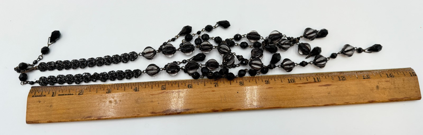 LAURA VOGEL NEW YORK Necklace Black & Clear Fringe Choker