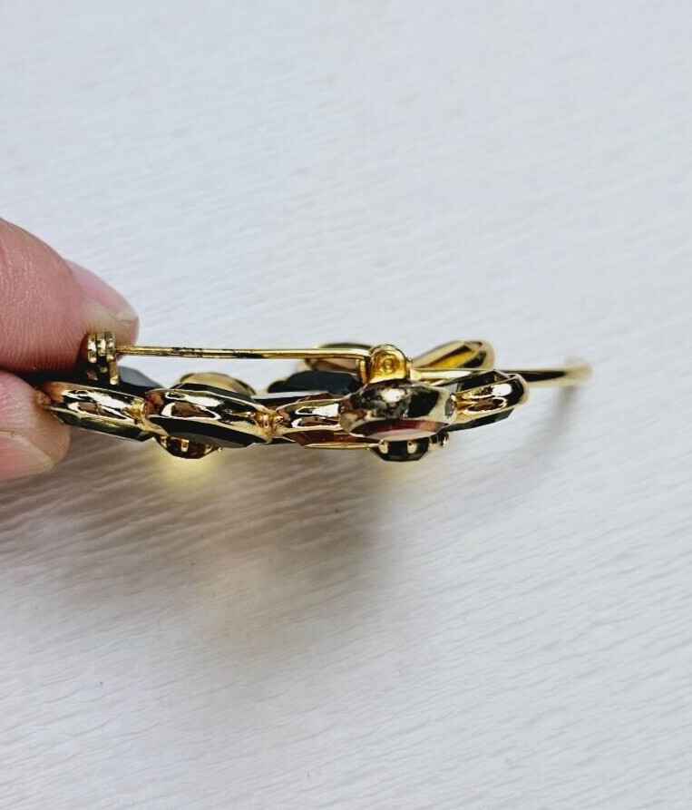 Vintage Fall Brown Colors Leaf Branch Shaped Open Back Stones Brooch