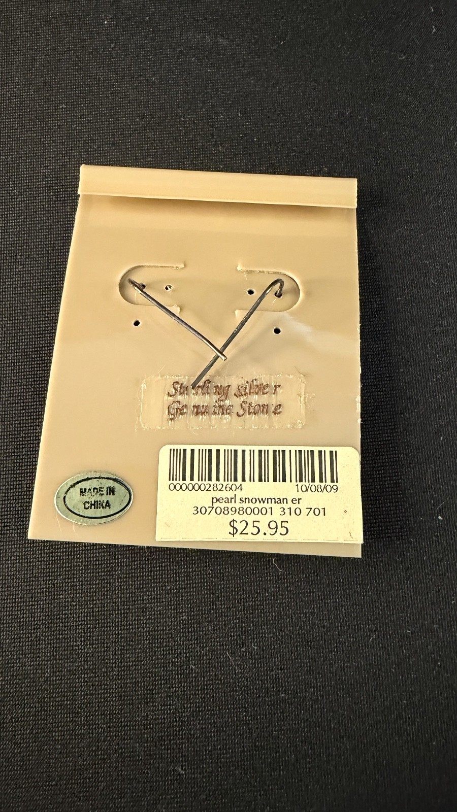 Vintage Coldwater Creek Sterling & Pearl Snowman Earrings.