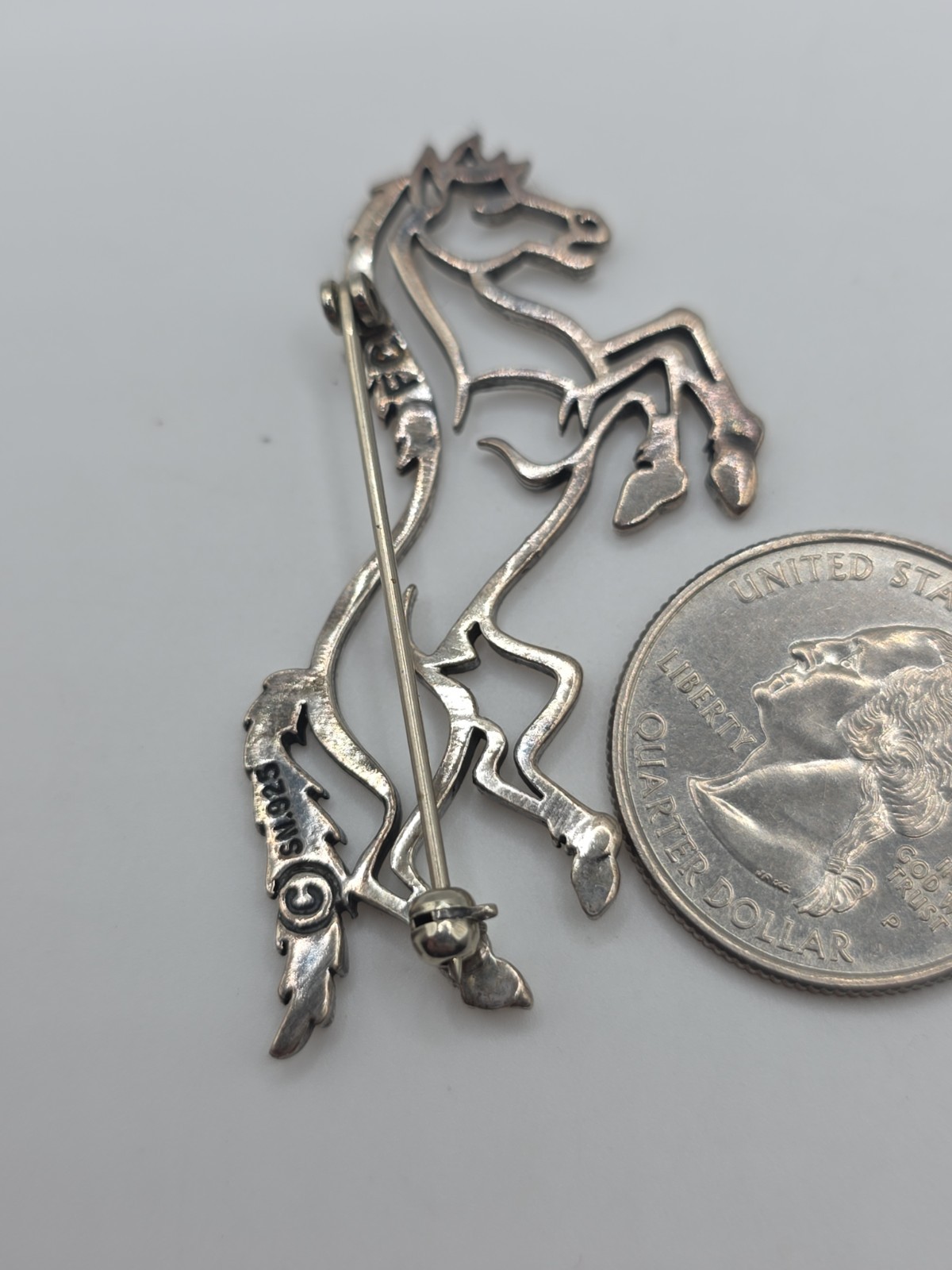 Sterling Silver 925 Running Horse Brooch 6g