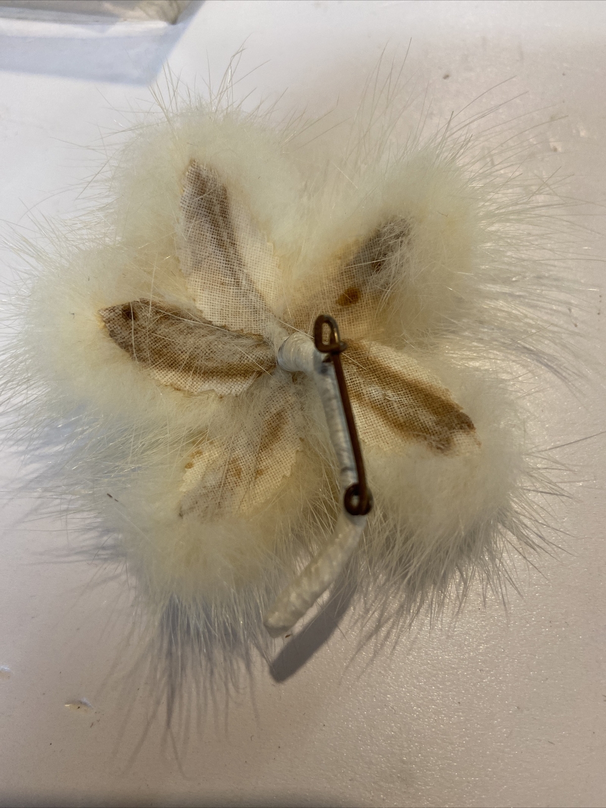 Vintage Mink Flower Brooch Echt Nerz Original Box #N