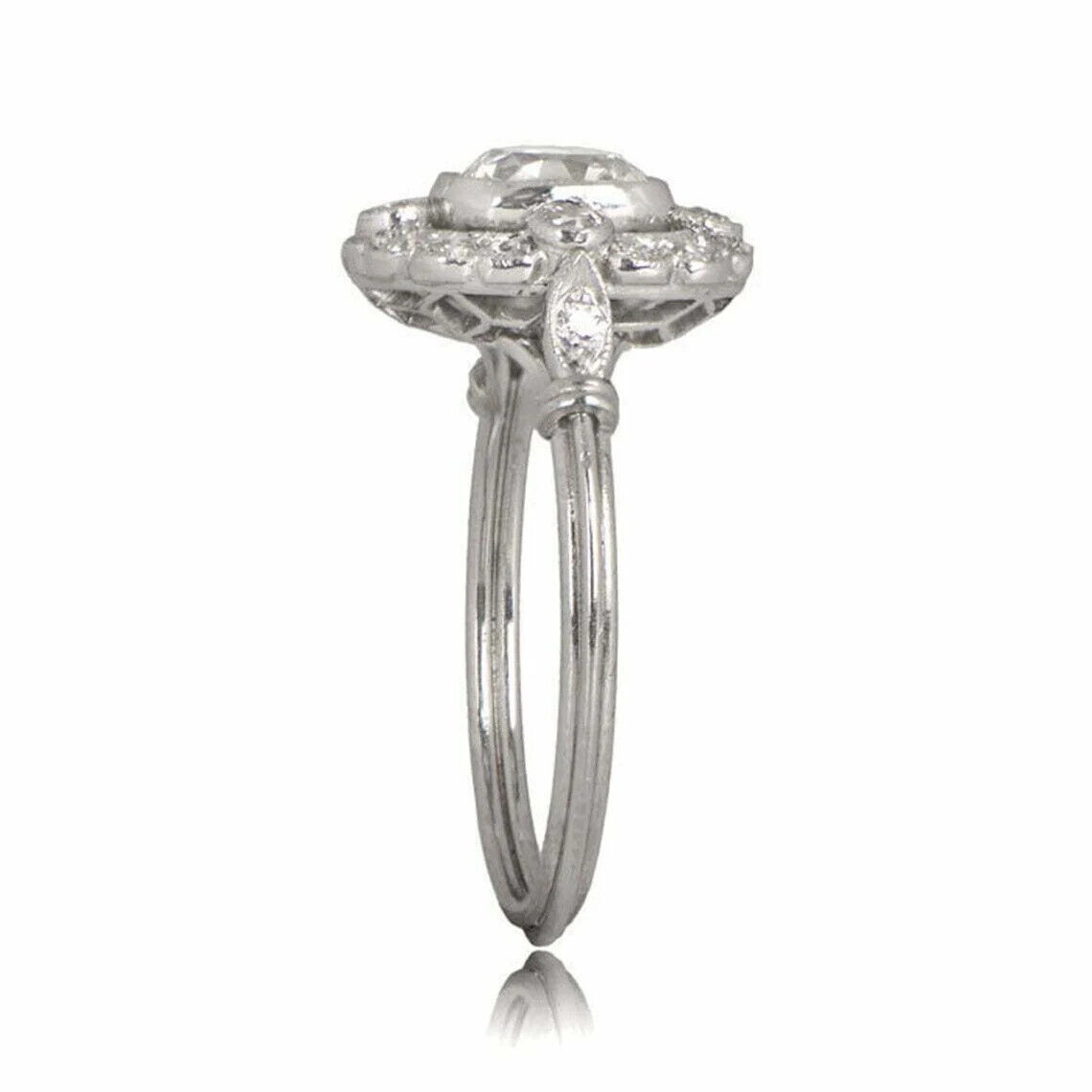 Halo Antique 1.30 CT White Cushion Cut CZ Art Deco Engagement Ring in 925 Silver