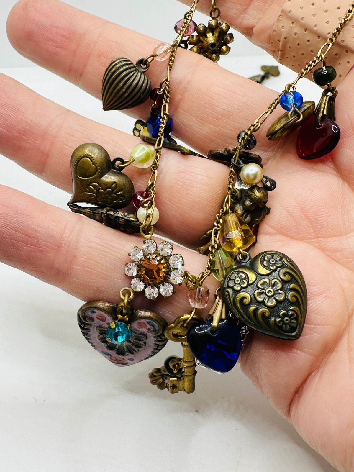 Lot Superb Vtg Glass Works Studio Heart Necklace + Belladonna + Avon Bracelet +