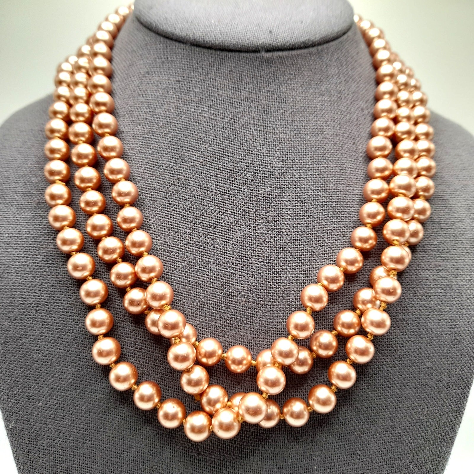 Vintage Faux Pearl Long Necklace, No Clasp, 58 Inches, Hand-knotted