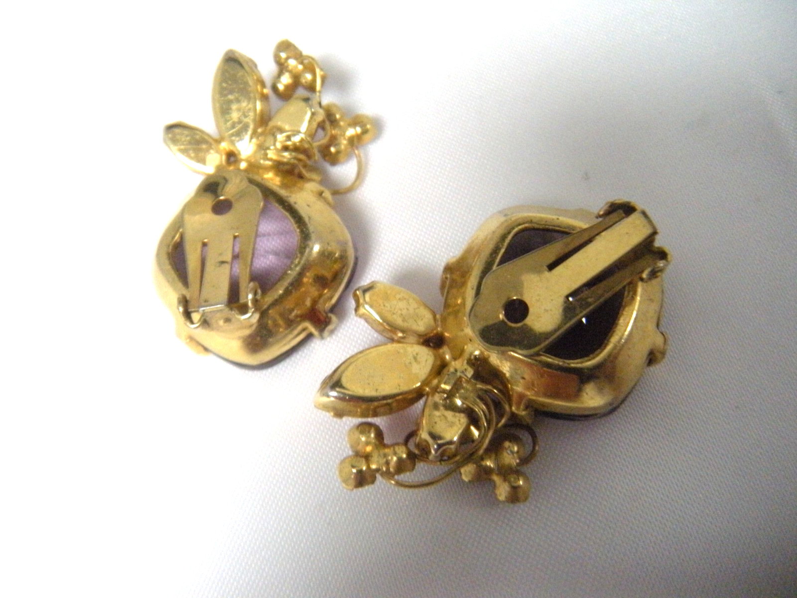 JULIANA Purple Pink Red Rhinestone Vintage Brooch Earring Set
