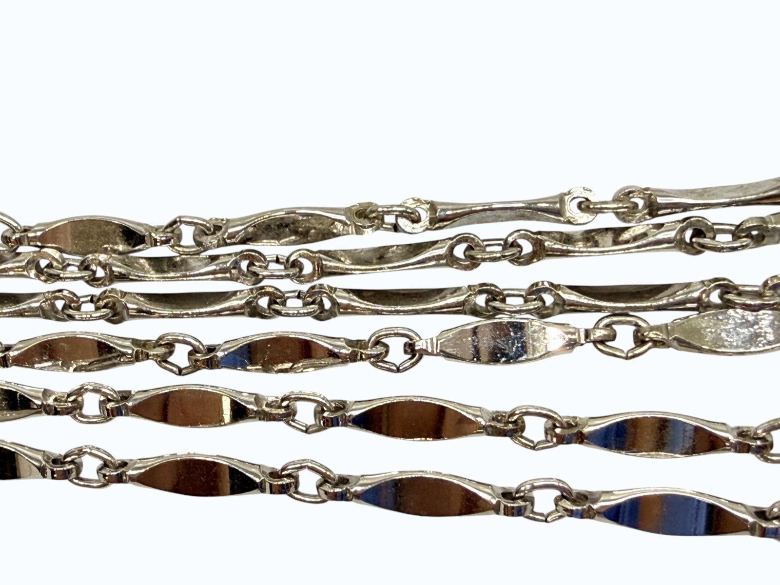 Vintage Necklace Silver Tone Dimpled Link Necklace Long 40 in chain Boho 1970s