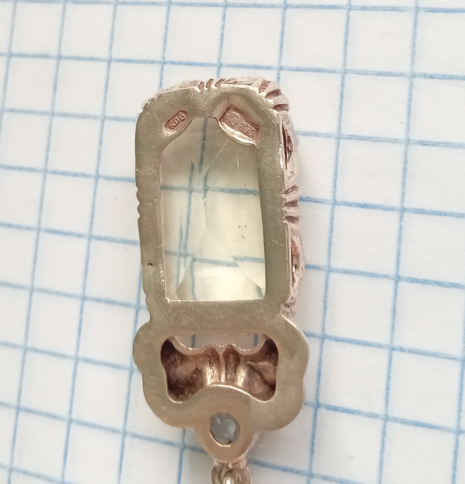 Vintage Pendant natural Yellow stone Silver 875 test USSR times. Women’s Jewelry