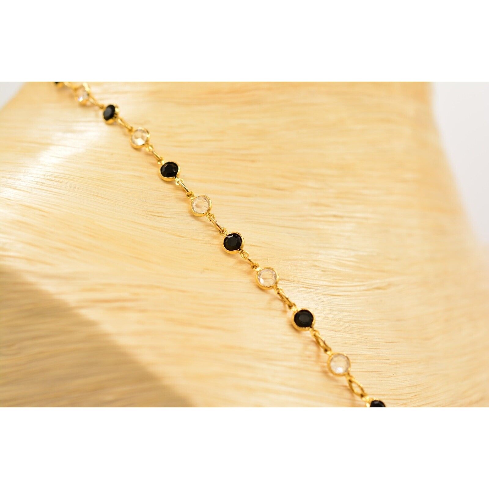 Austrian Crystal USA Vintage Necklace Black White Open Bezel Signed 1980s BinN