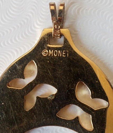 Vintage Monet Gold Tone Charm Holder Pendant Butterfly Design and 4 Spacer Beads