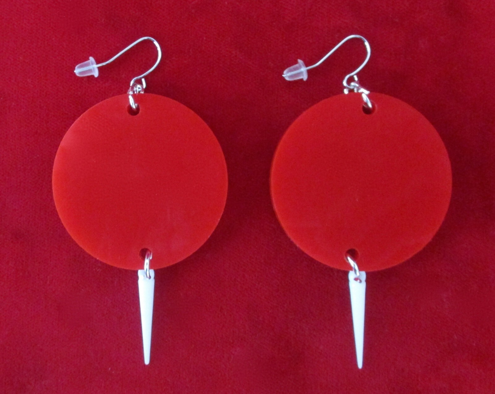 Pair of Vintage Lucite & Plastic “Winkie” Heart Earrings/Valentine/Boho/