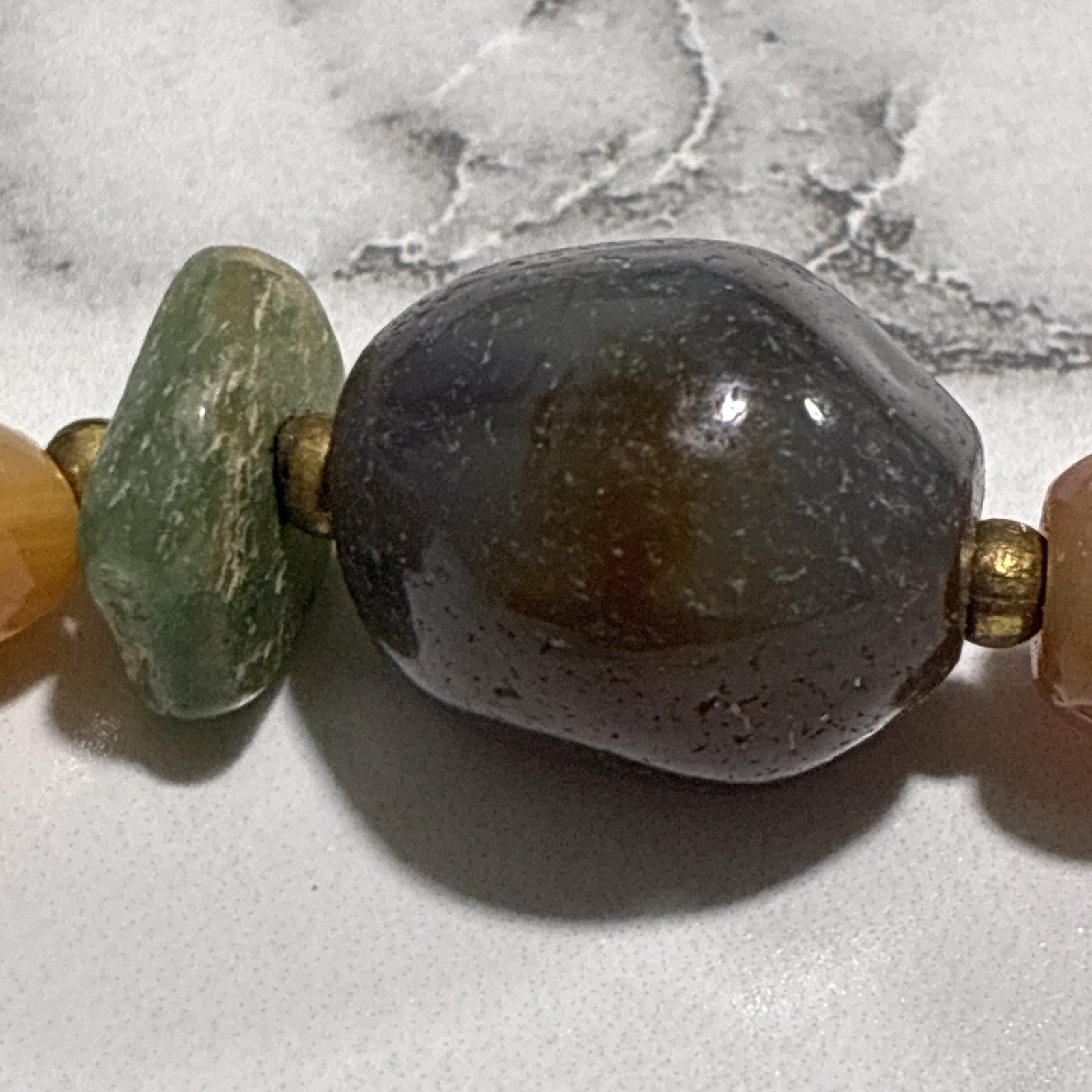 Estate Vtg. Semi Precious Stones, Different Sizes, Shapes, Colors Barrel Clasp ￼