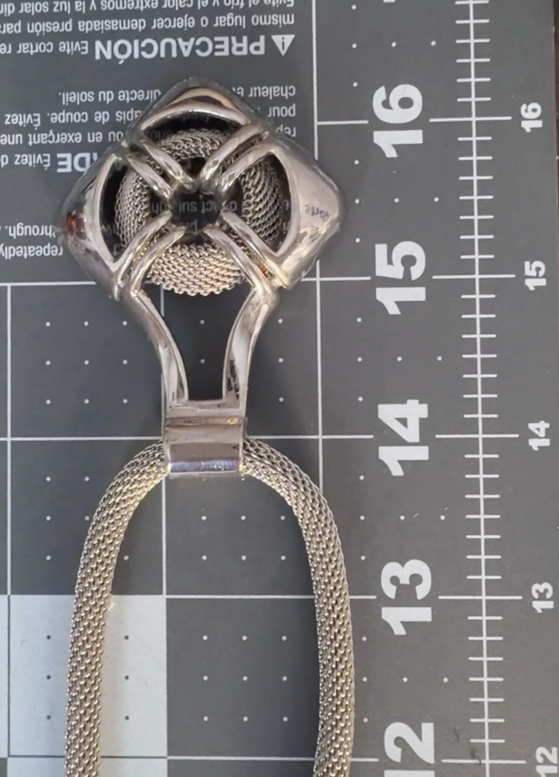 Vtg 1970s Lawrence Vrba for Castlecliff Brutalist Diamond Mesh Pendant Necklace
