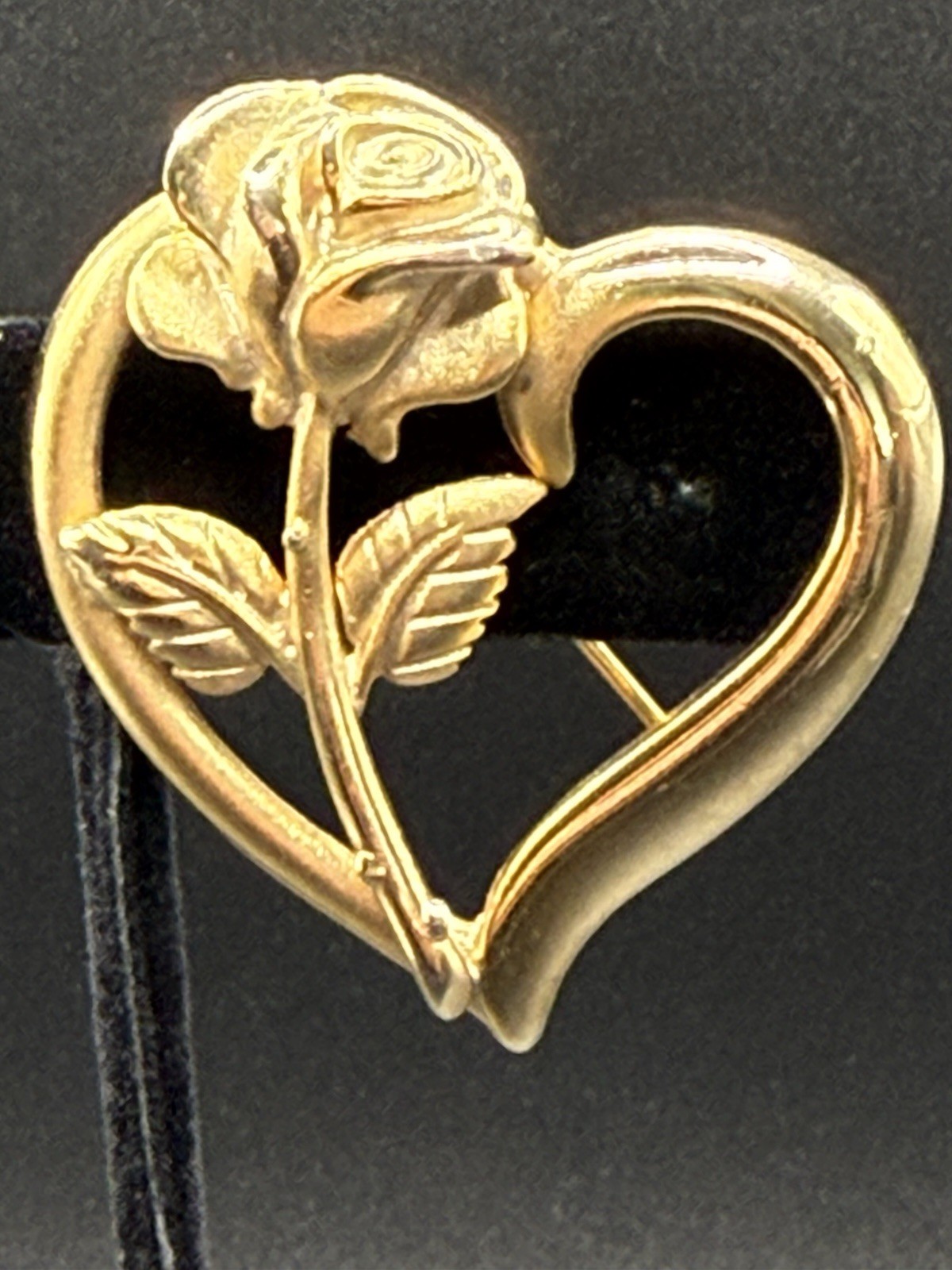 VTG SIGNED R. D. C. PRINCESS DIANA MEMORIAL rose HEART Brooch Pin Gold Tone