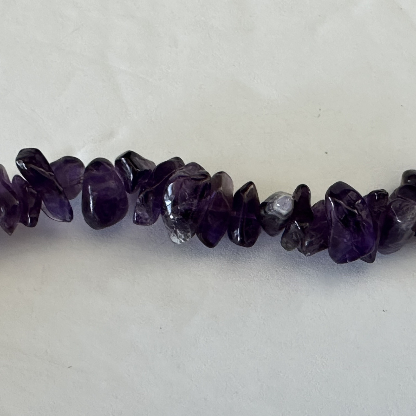 Polished Gem Amethyst Chips 34″ Necklace & Beaded Knotted 18″ Amethyst Necklace