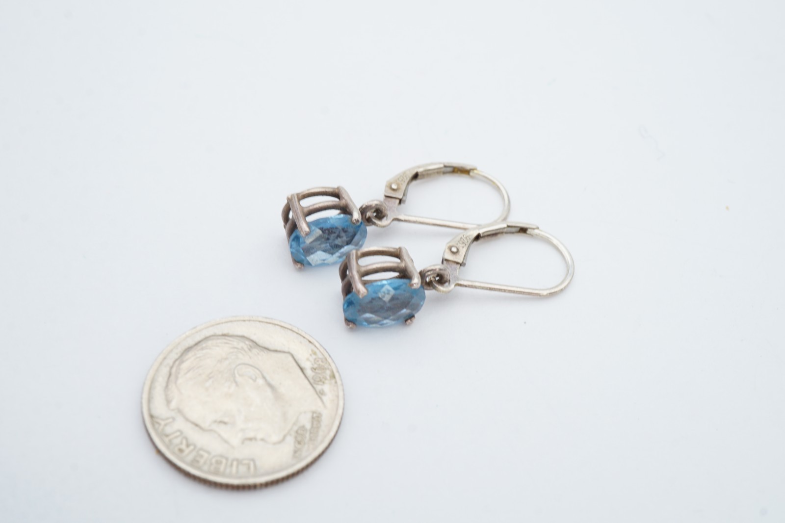 Vintage Sterling Silver 925 Blue Topaz Earrings