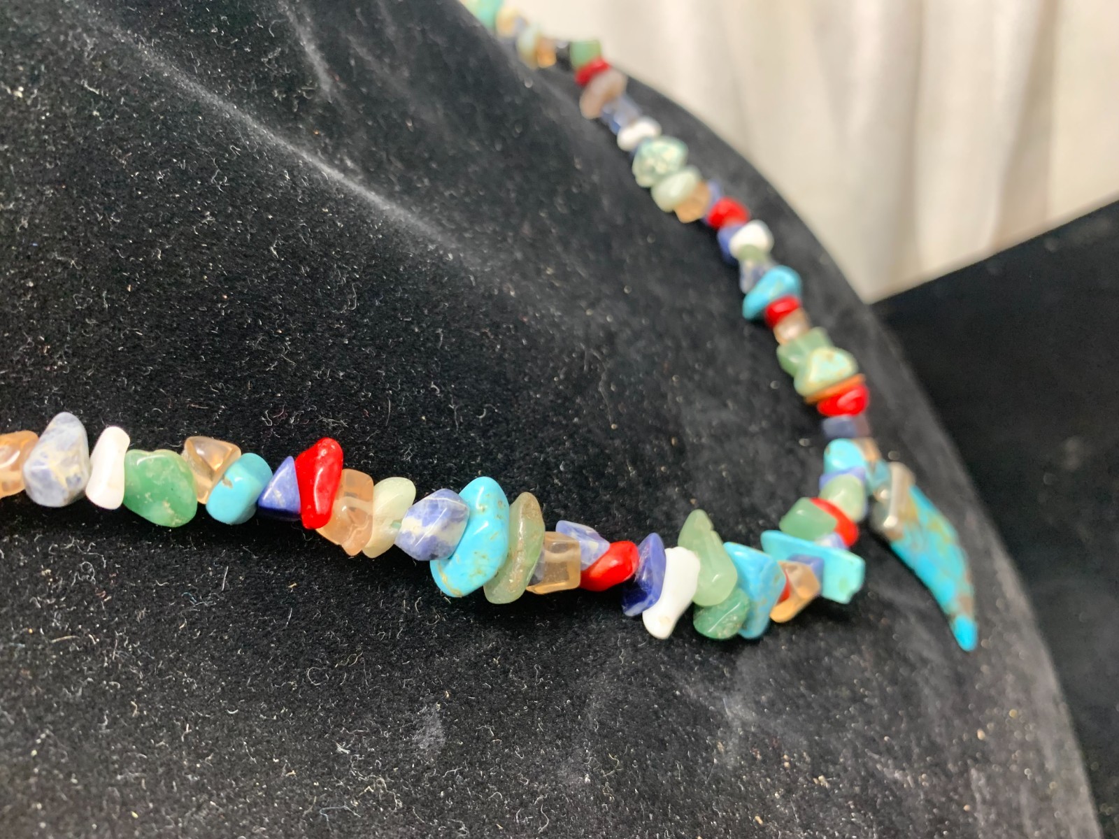 Turquoise & Coral Bead Multi Stone Nuggets Southwestern Style Necklace