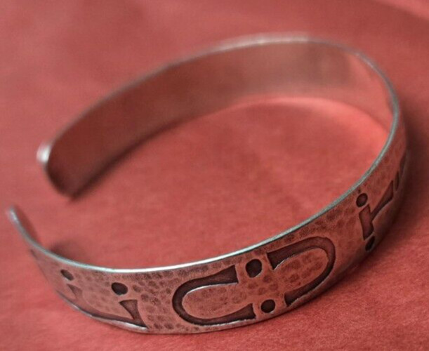 VTG 925 Sterling Silver WOHELO Campfire Girl Cuff Bracelet Etched 1/2 Inch 16g