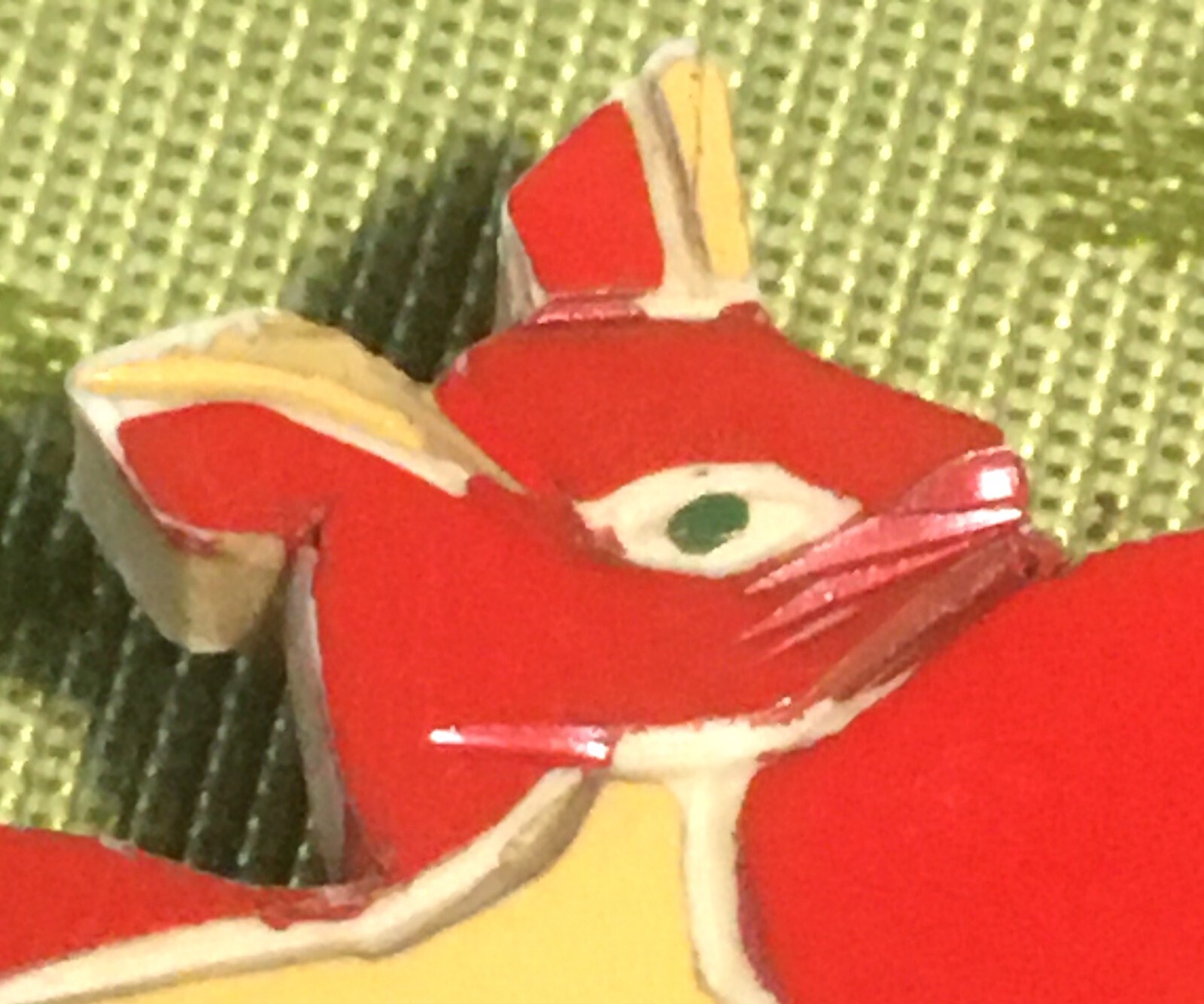 FRENCH ART DECO 1920s CARVED CELLULOID SMALL BROOCH~RED SQUIRREL~MADE IN FRANCE