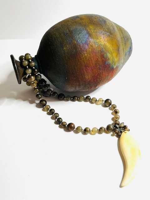 VTG Suzanne Kalan Sterling 925 USA Gemstone Unisex Beaded Pendant Necklace, 17″