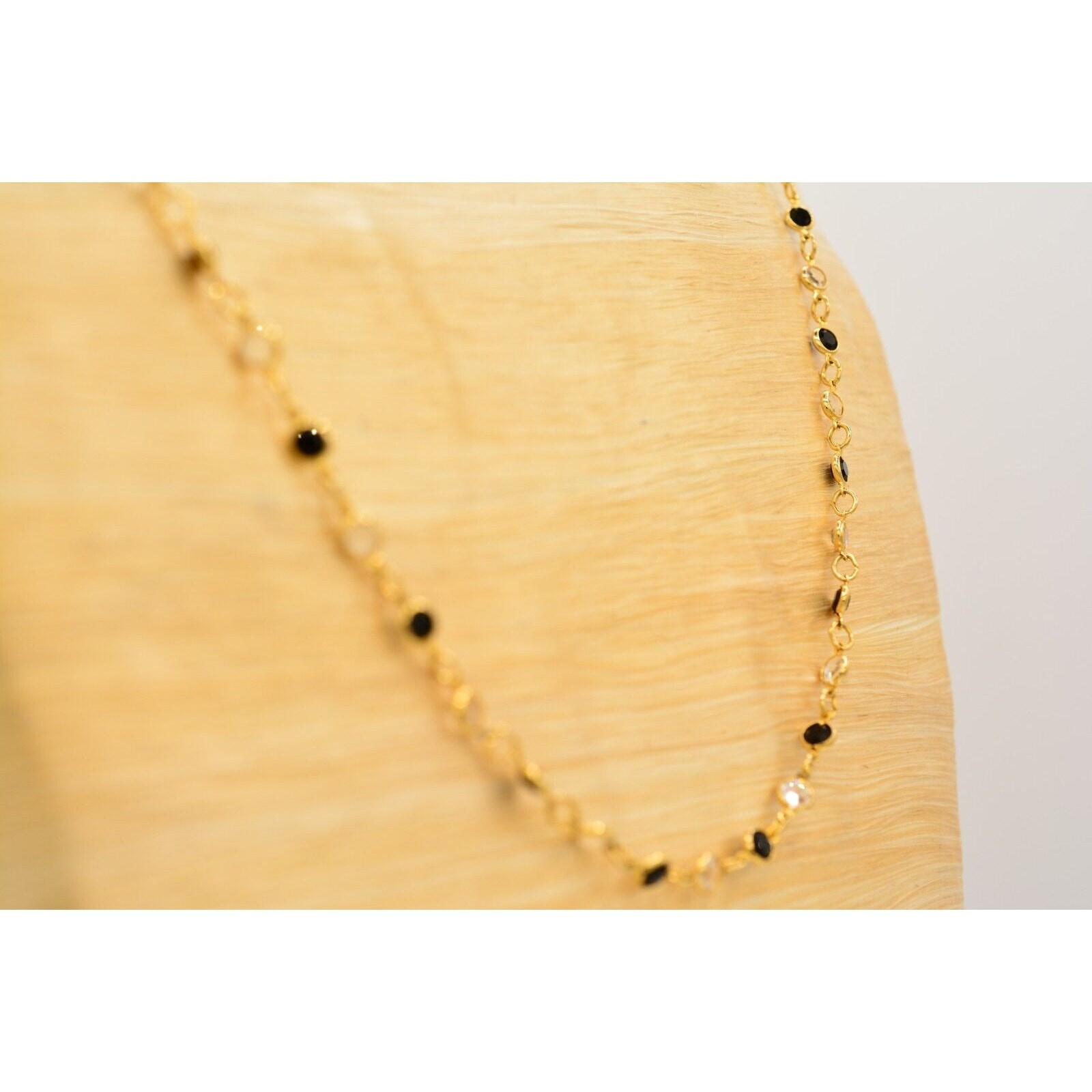 Austrian Crystal USA Vintage Necklace Black White Open Bezel Signed 1980s BinN