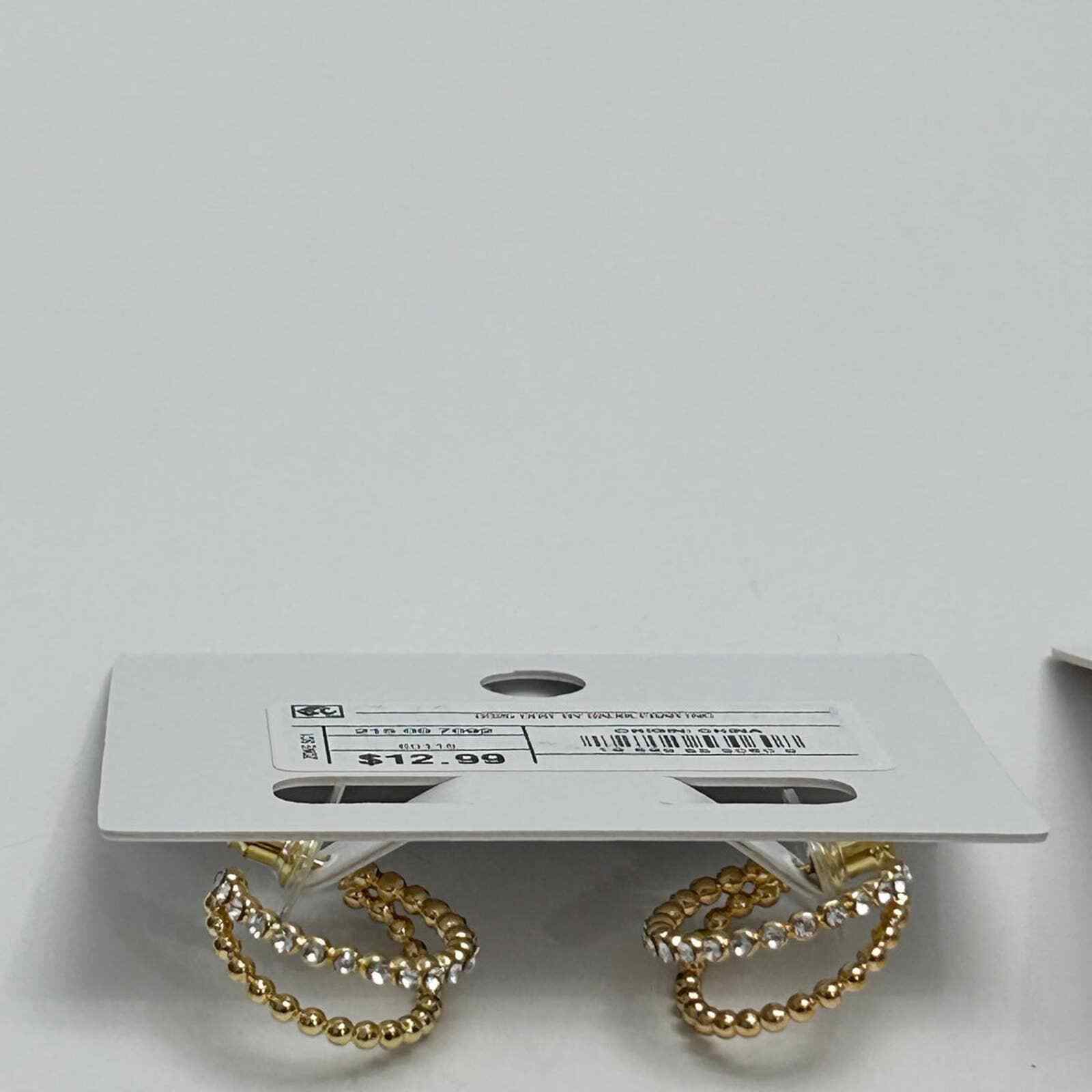 Set Of SugarFix By BaubleBar Rhinestone Hoop Earrings & Chain Link Ring Size 8