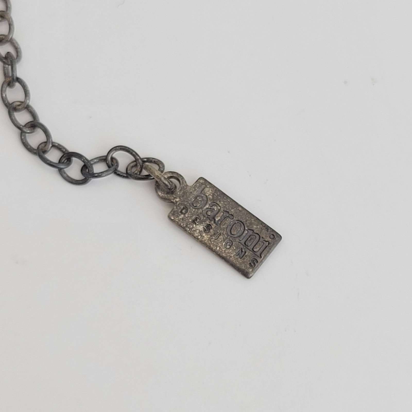 Vintage Baroni Designs Sterling Silver Open Heart Pendant Charm Station Necklace