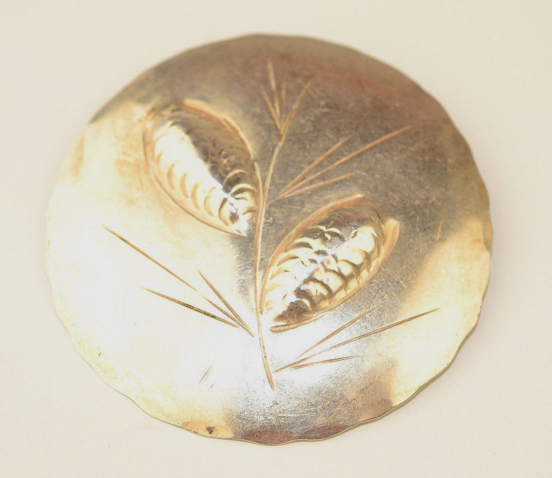 VINTAGE STERLING SILVER STUART NYE RAISED PINE CONE PIN ALMOST 2 INCHES DIAMETER