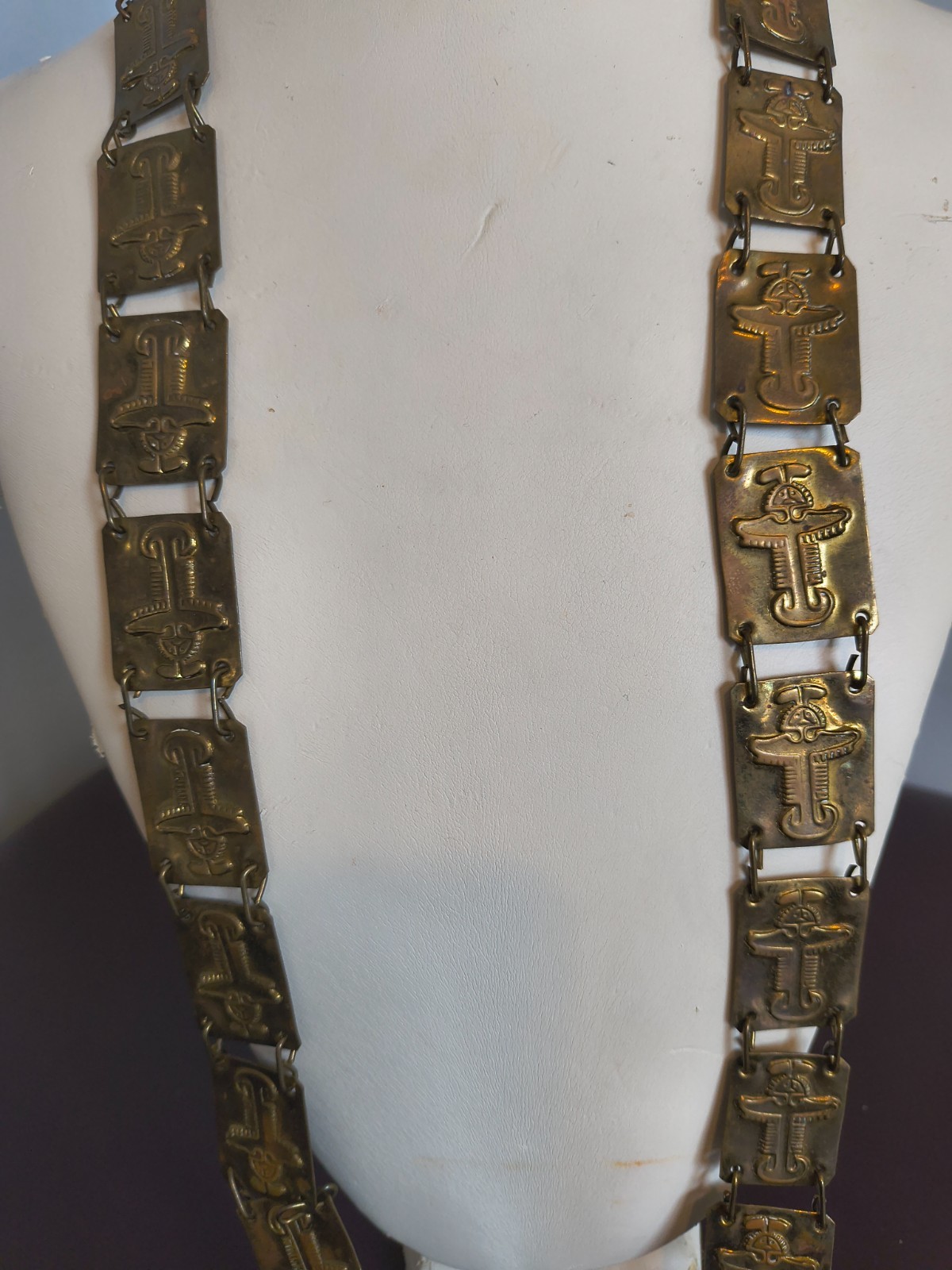 Vintage MCM Brass Link Necklace or Belt Brutalist Modernist