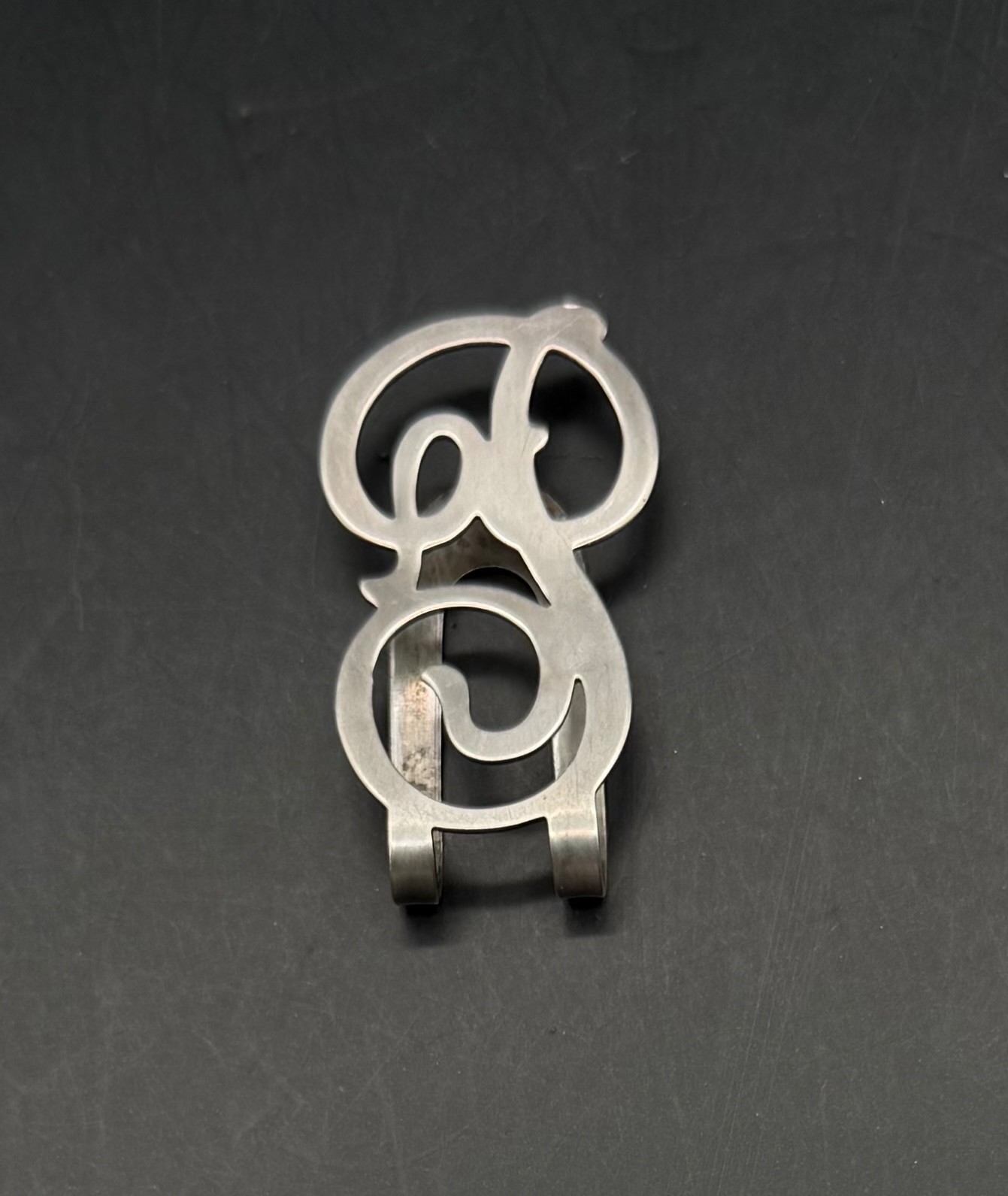 925 Sterling Silver Antique Money Clip Letter “P” Stylized Script by AL Wagner