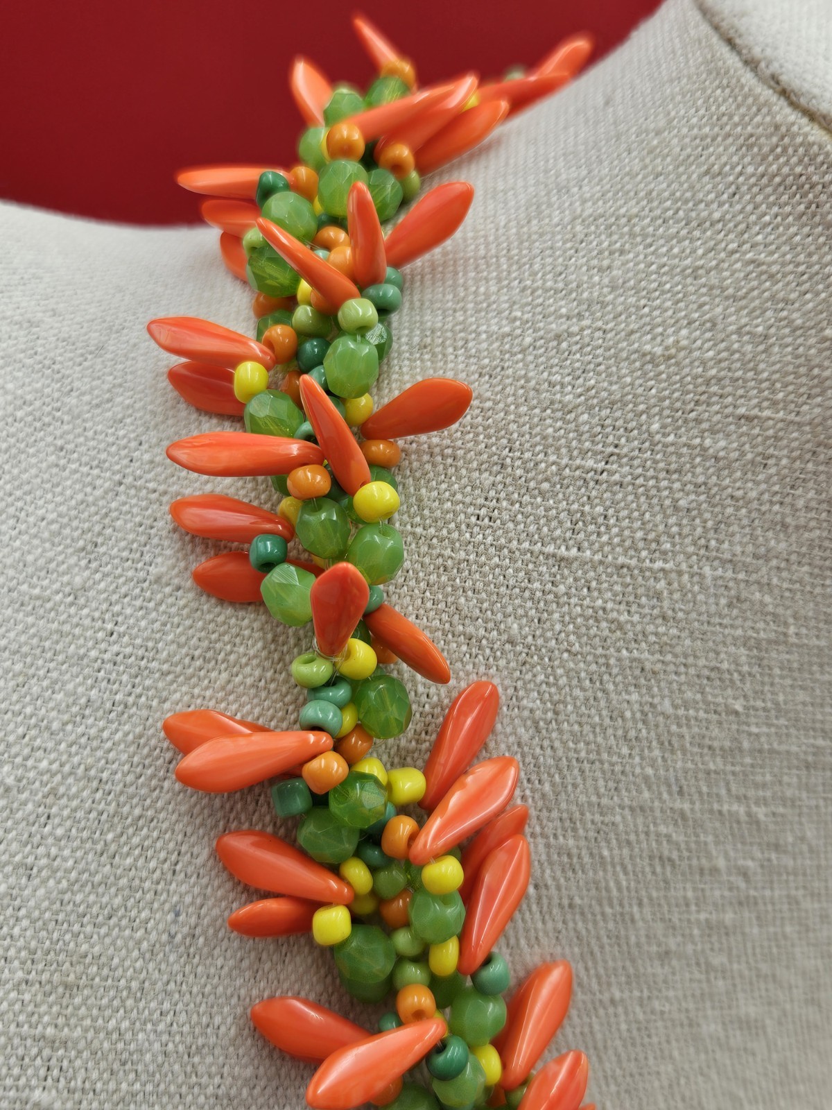 Vintage Colorful Glass Beaded Tutti Frutti Necklace Corn Carrots Peas