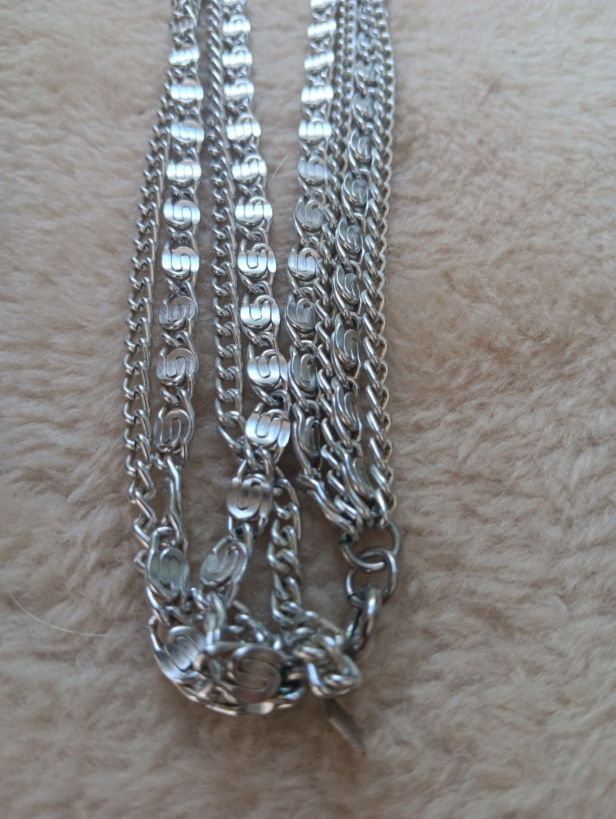 Vintage Sarah Coventry 4 Strand Chain Silver Tone Link Necklace Fashion Jewelry