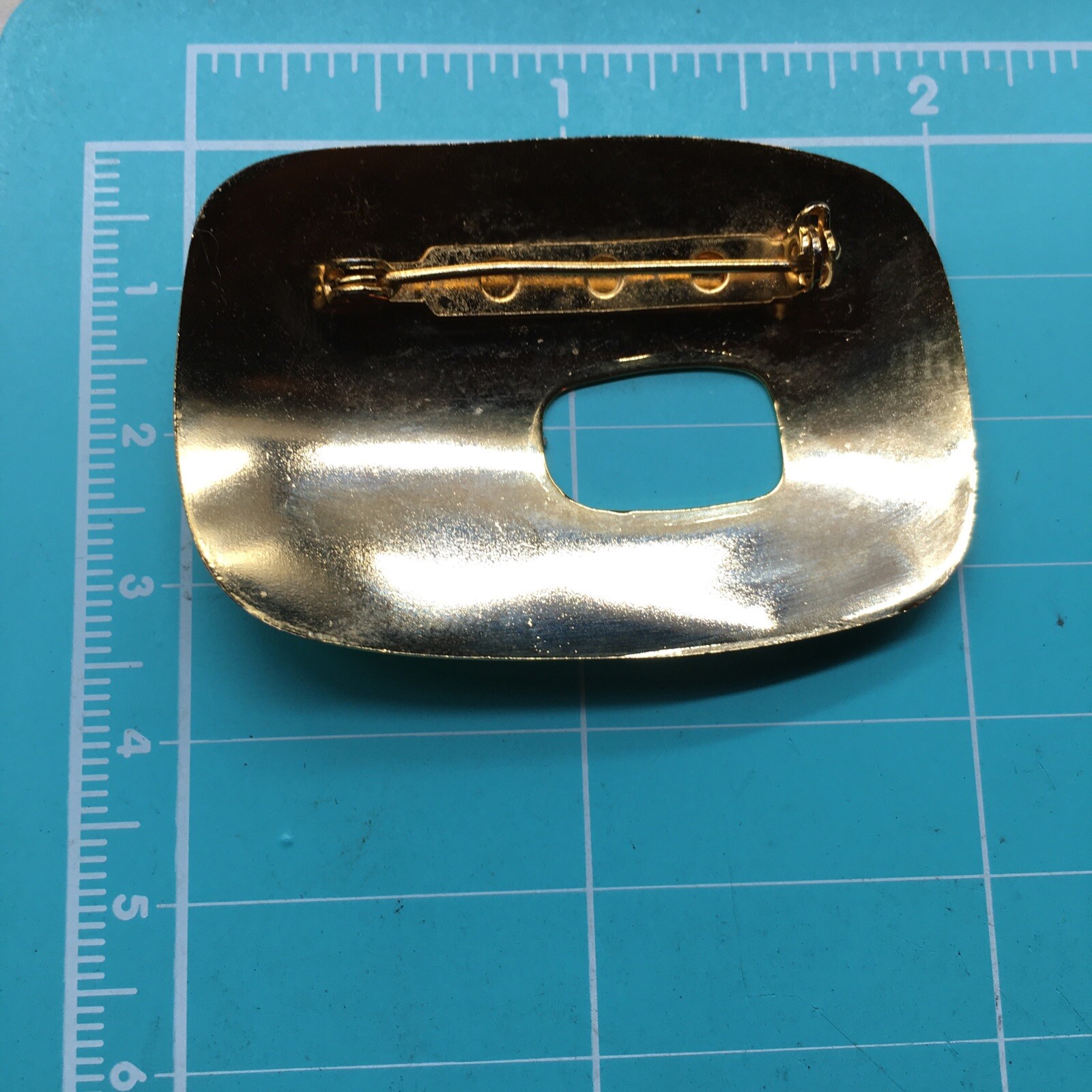 Capsule Modernist Style Brooch Gold Tone 2″
