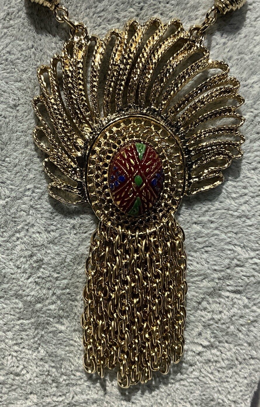 Vintage 1970’s Gold Tone Chunky 21” Statement Necklace