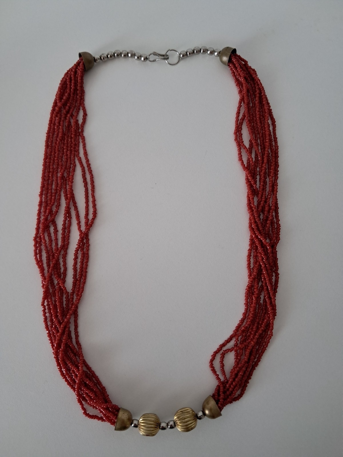 Boho Multi-Strand Red Coral Necklace Mediterranean Ethnic Style 40g