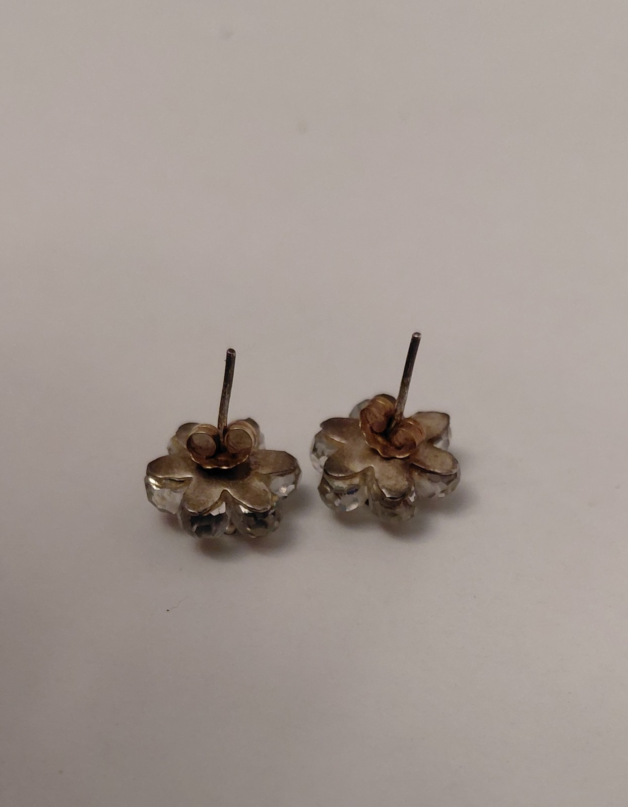 Flower-Shaped Stud Earrings with Aurora Borealis Crystal and Central Clear Stone