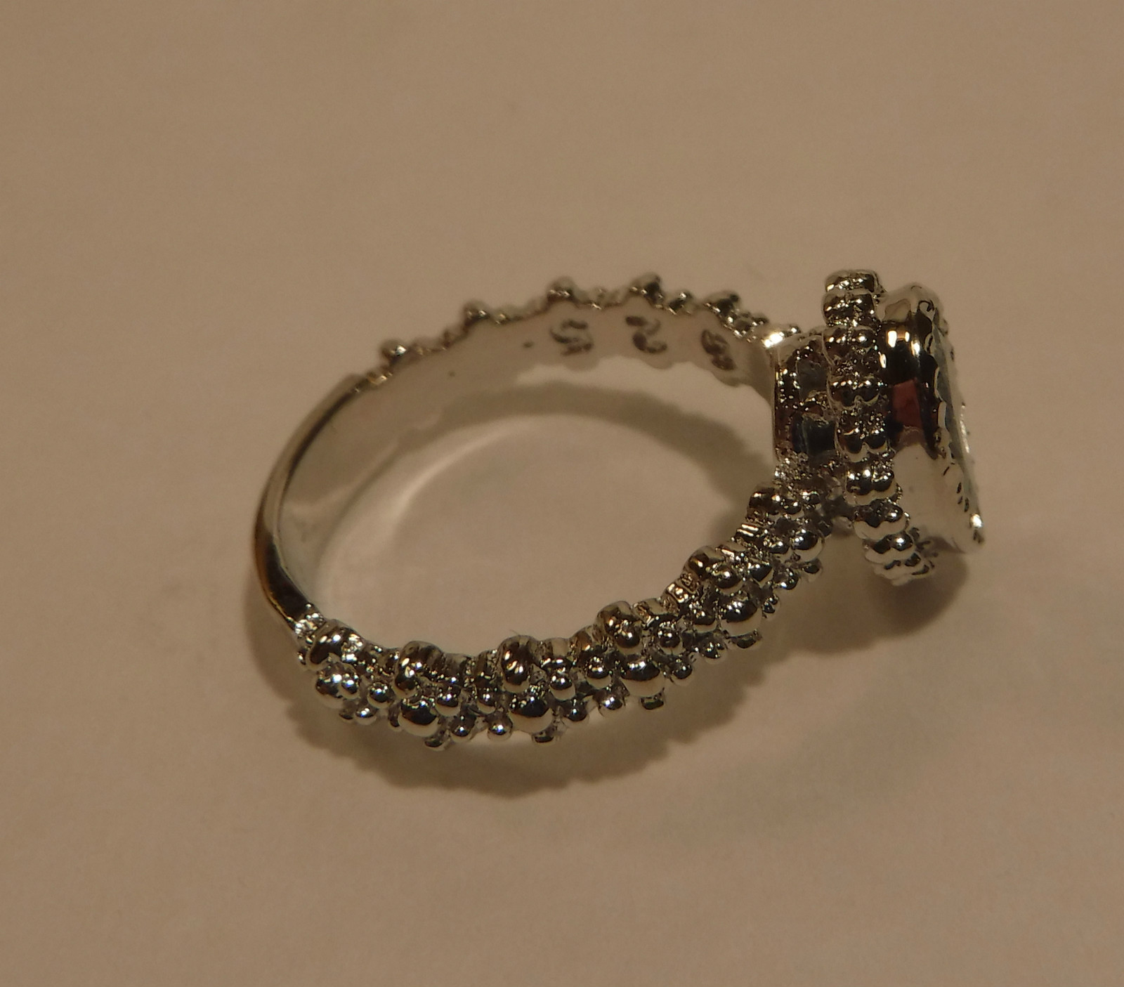 New 1.45CT Pear Cut Aquamarine (Beryl) & Platinum Over Sterling Silver 925 Ring