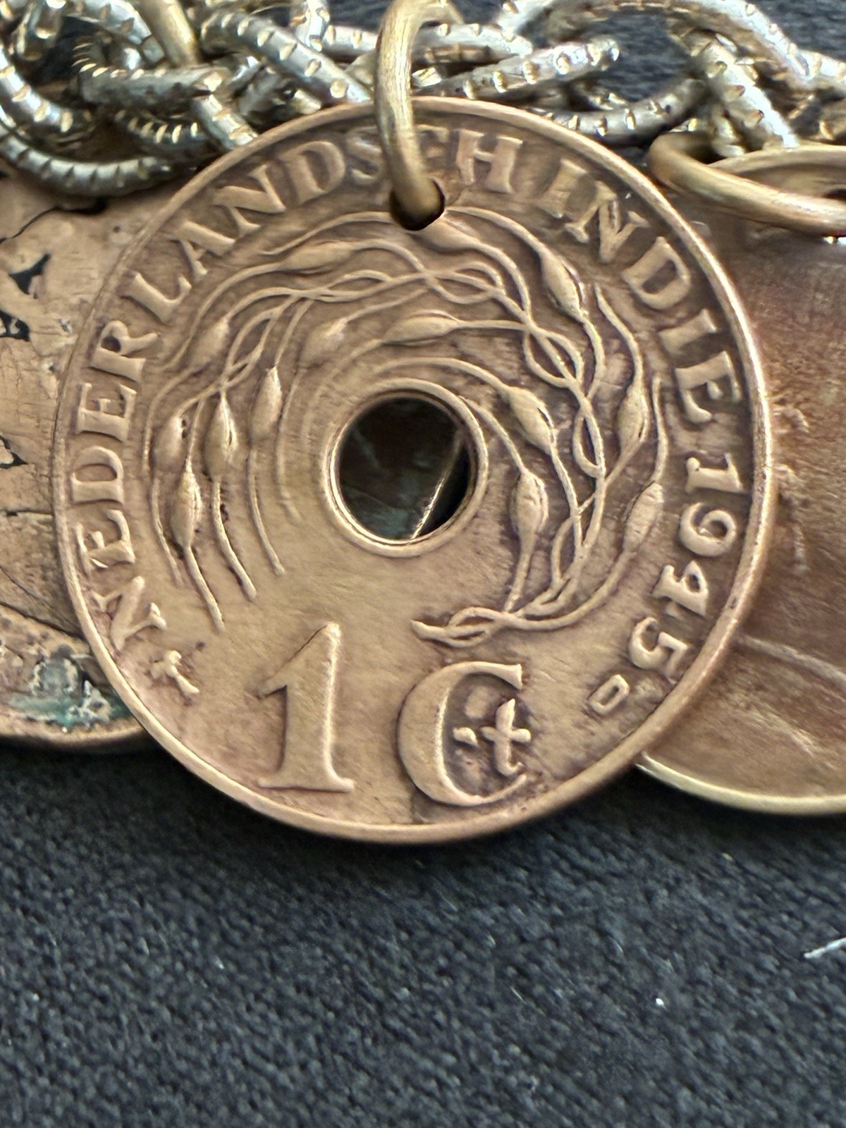 Vintage Coin Charm Bracelet, With Dangling Different Coins From The 1940’s