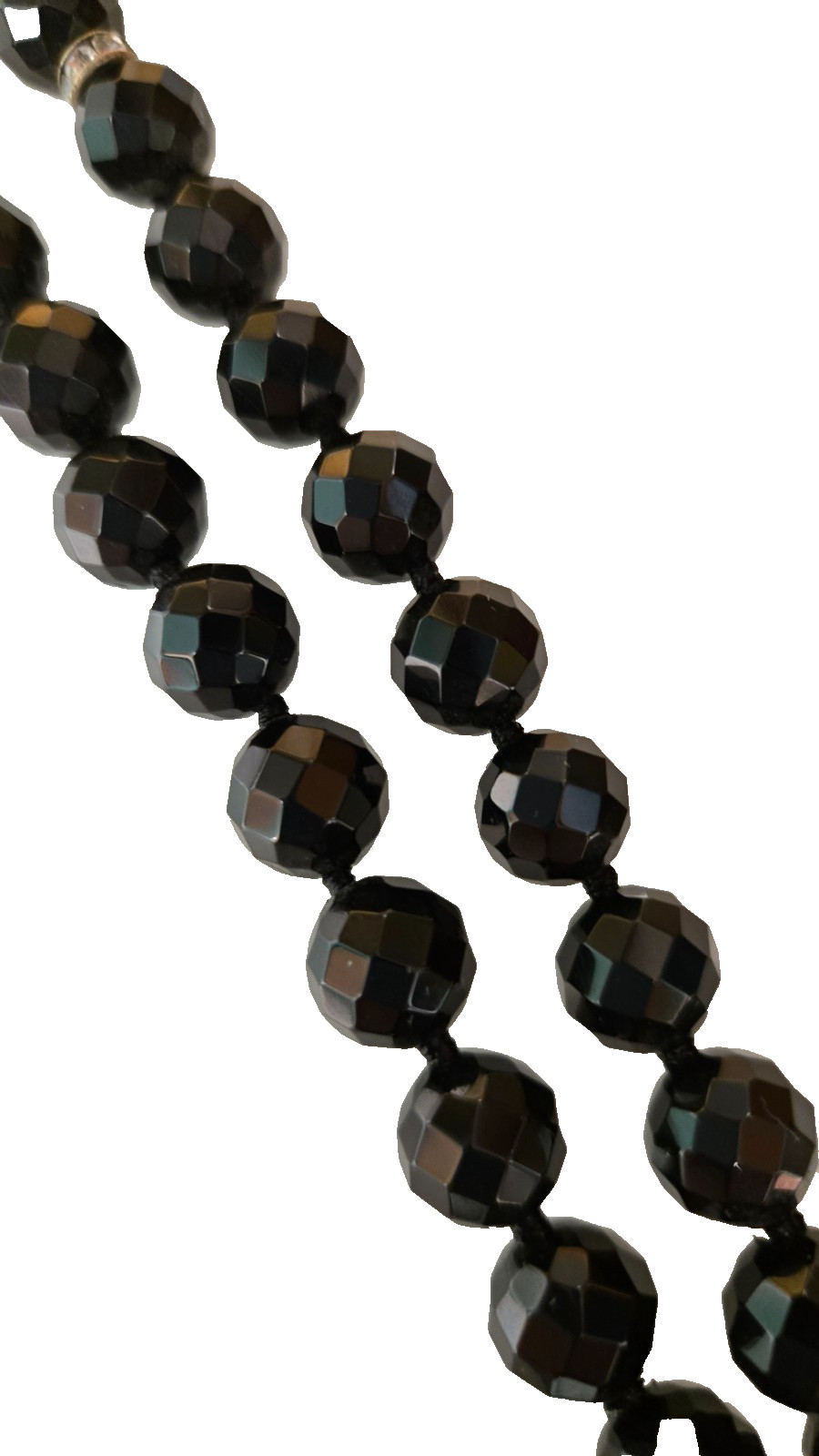 Coldwater Creek Black Flapper Necklace Glass Bead Rope Opera Lariat Sautoir VTG