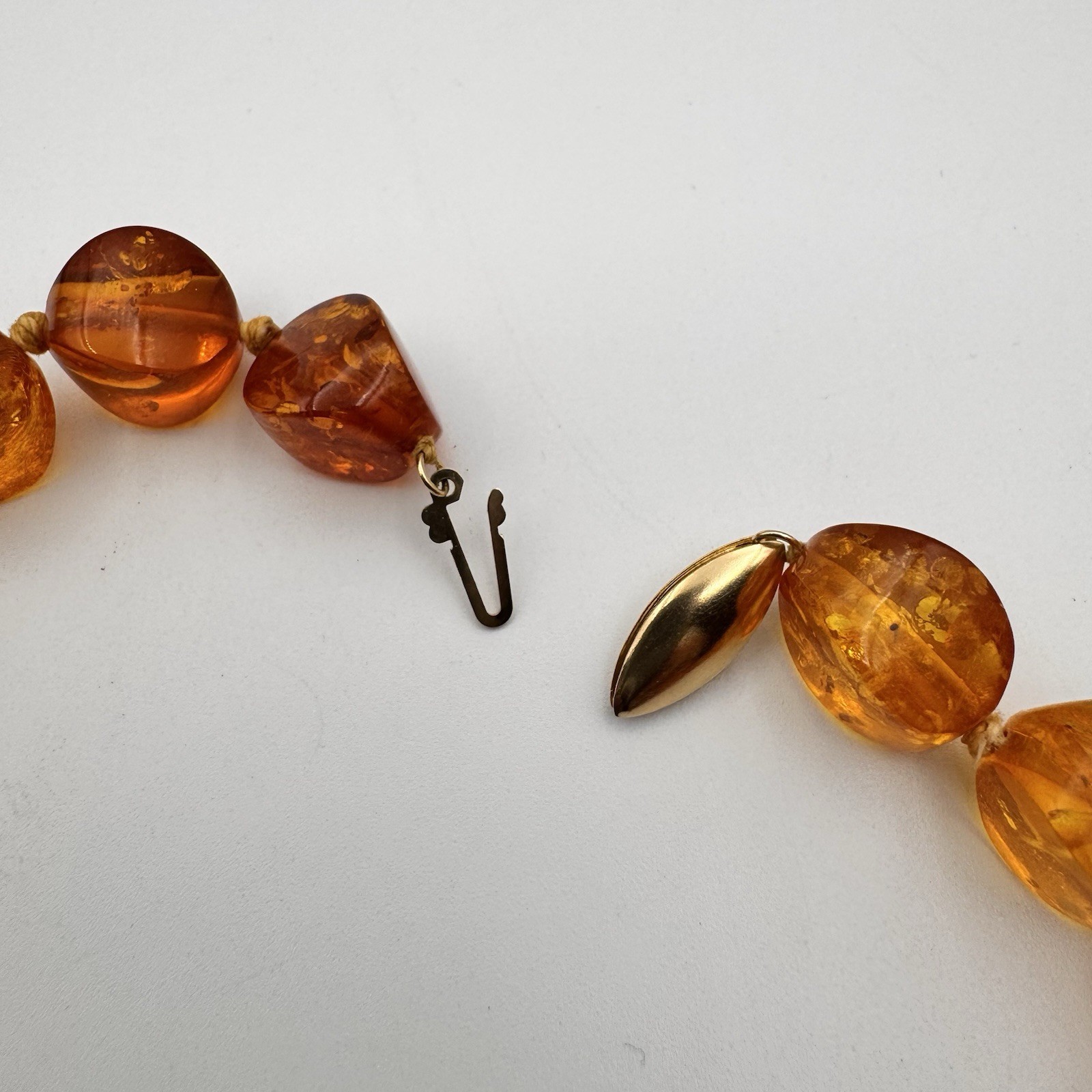 Authentic Honey Baltic Amber Necklace with 14k Solid Gold Clasp~25″