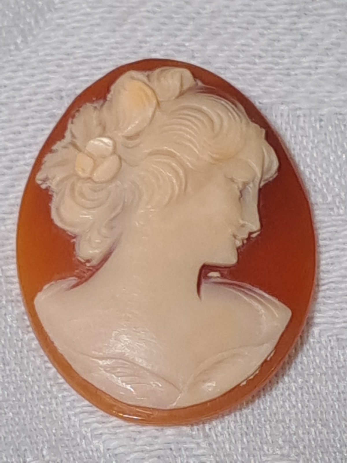 VTG Italian Hand-Carved Shell Cameo Cabochon Loose Stone Right Facing Woman (D)
