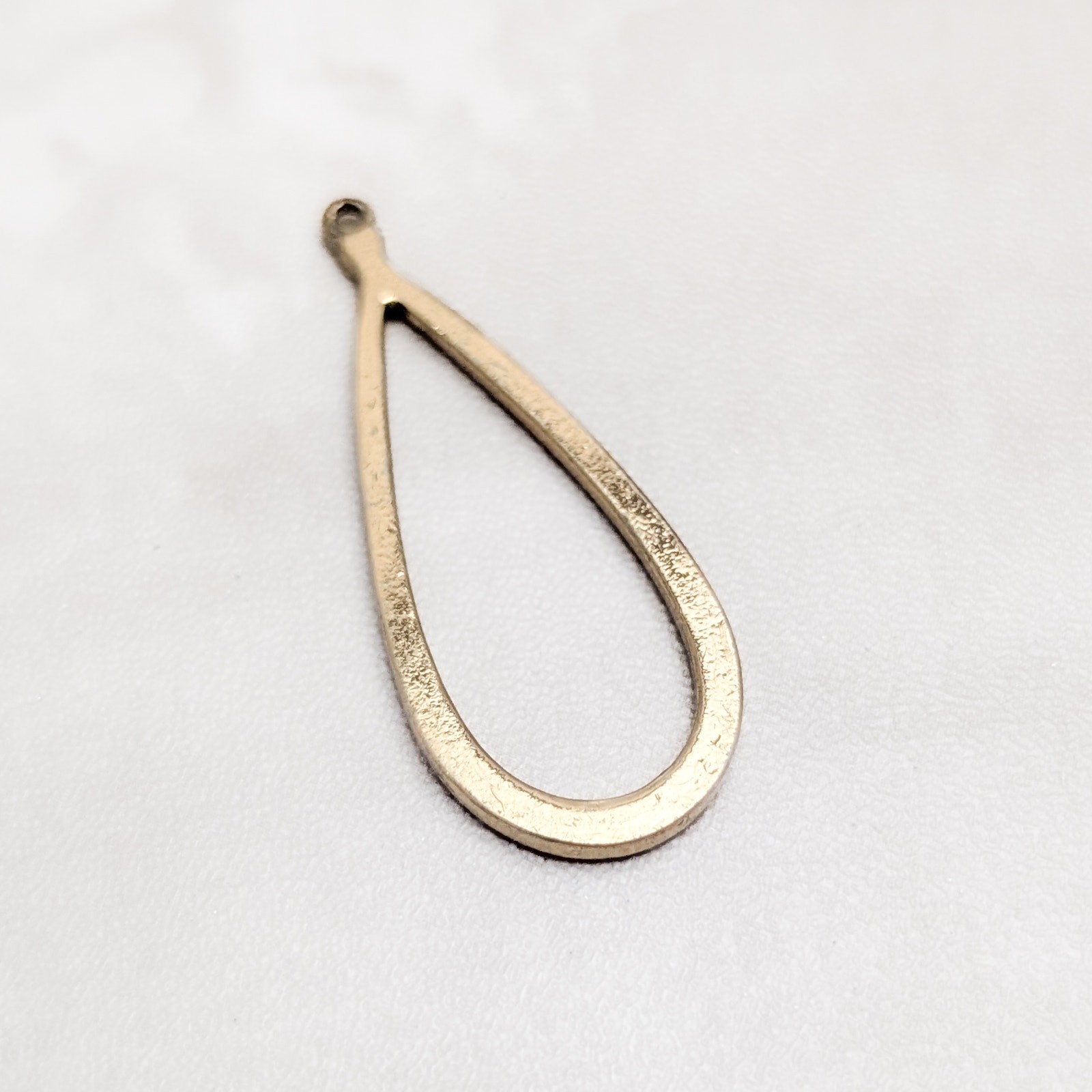 Vintage Pendant Gold Tone with Clear Gems Elongated Shape – No Chain Included