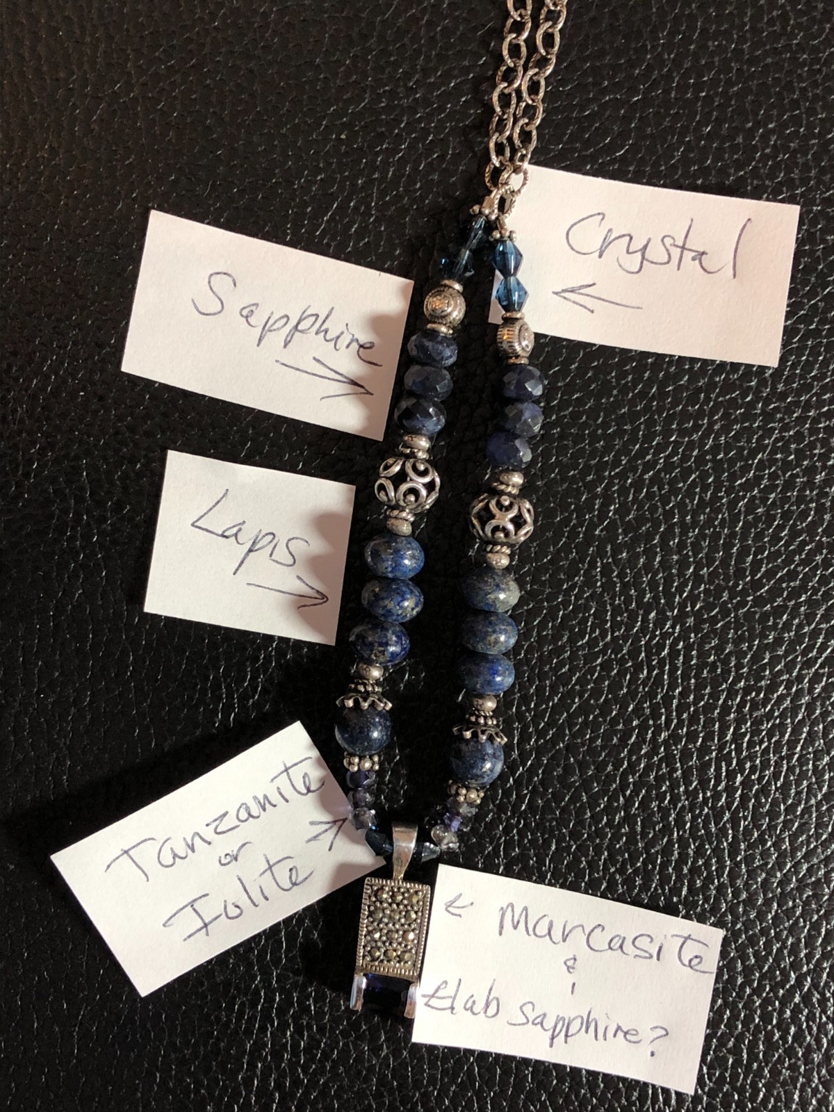 Vintage Sterling Silver Lapis Bead Necklace Boho Natural Blue Gemstones 19″ 6060