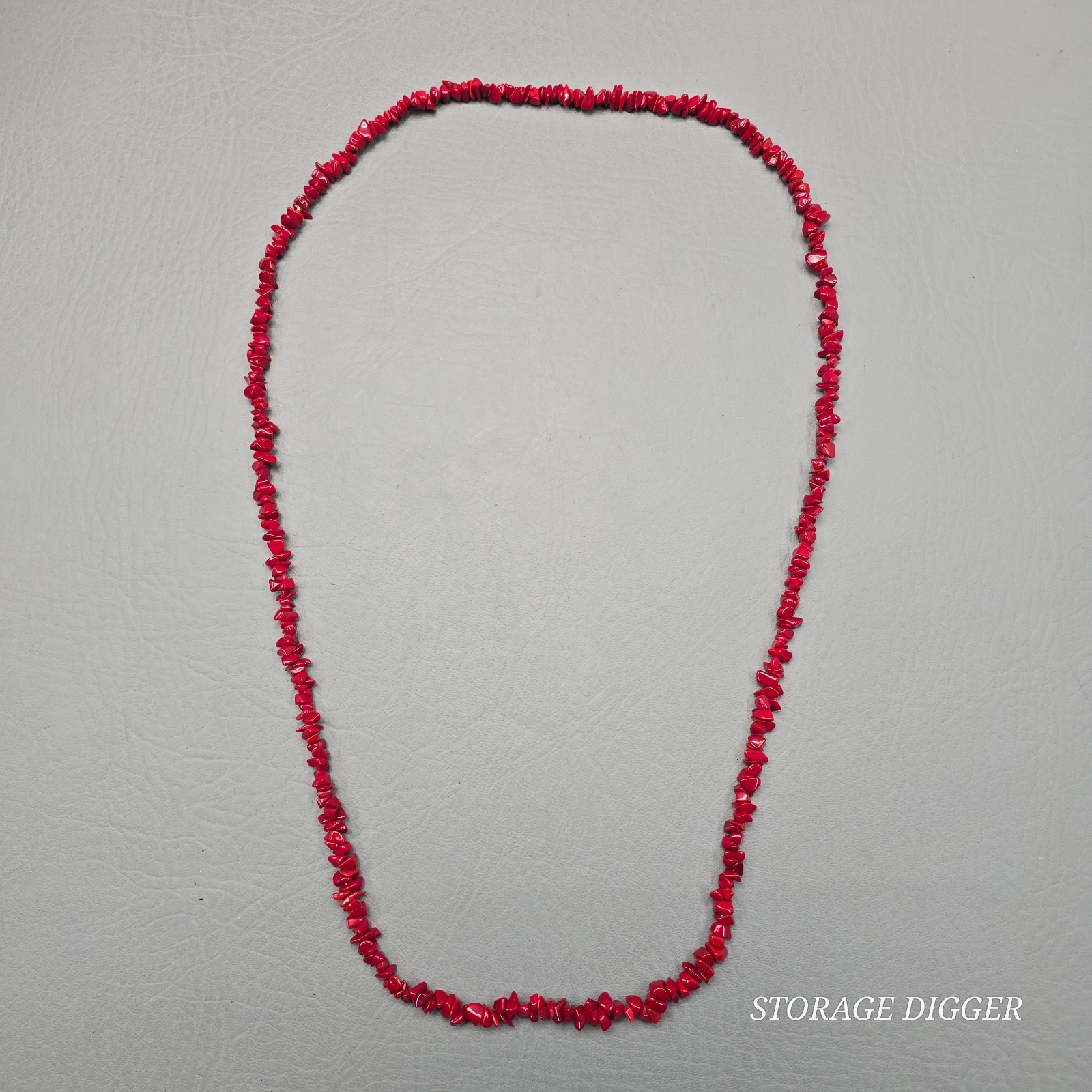 Vintage Handmade Red Coral Beads Necklace 34″ Long