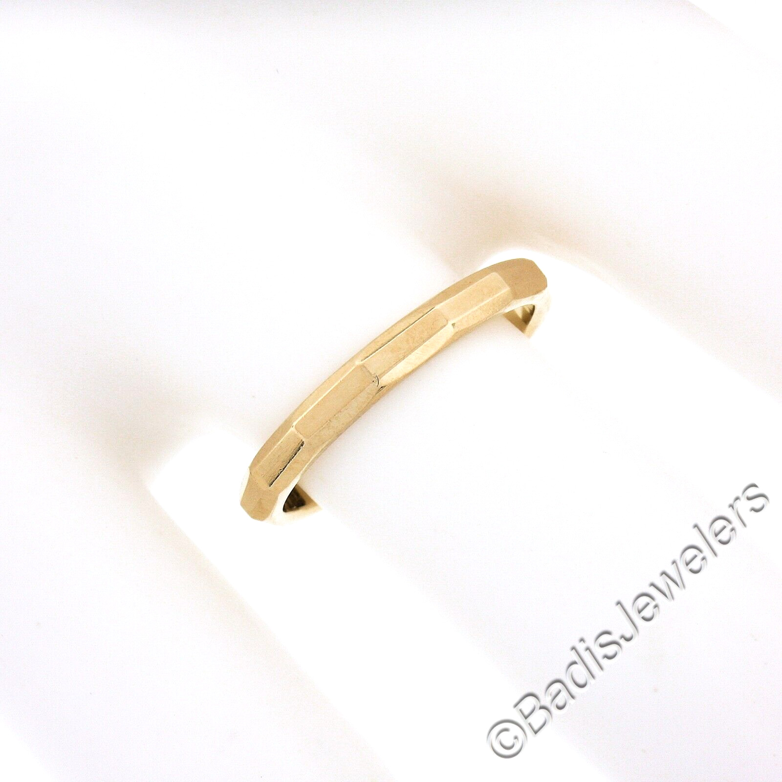 Antique 14k Yellow Gold 2.5mm Polished Faceted Eternity Stack Wedding Band Ring