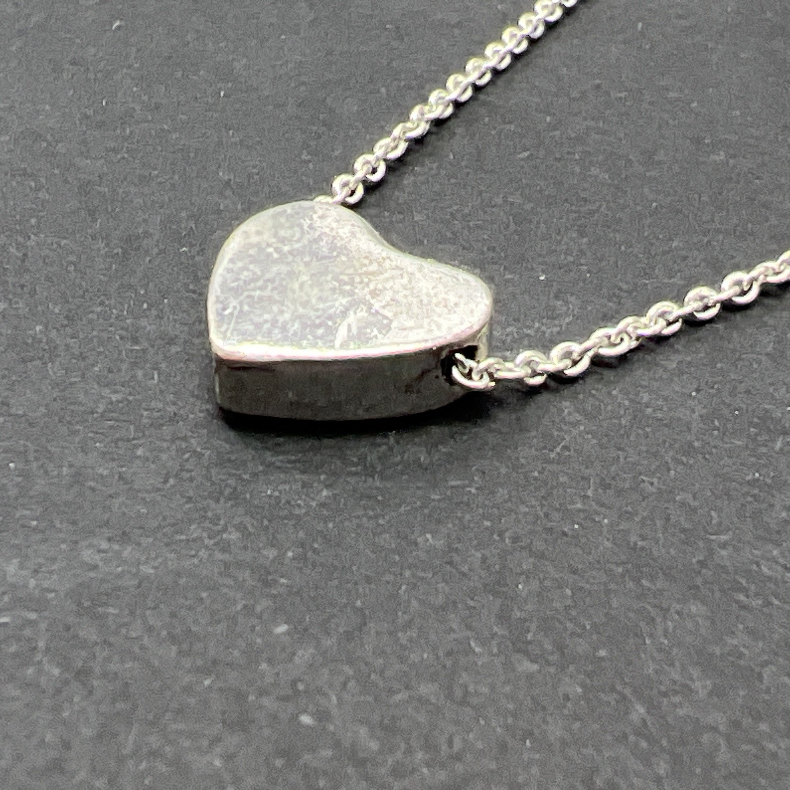 Claire’s MIDDLE SIS Sliding Heart Pendant Necklace Vintage Silver Tone 18”