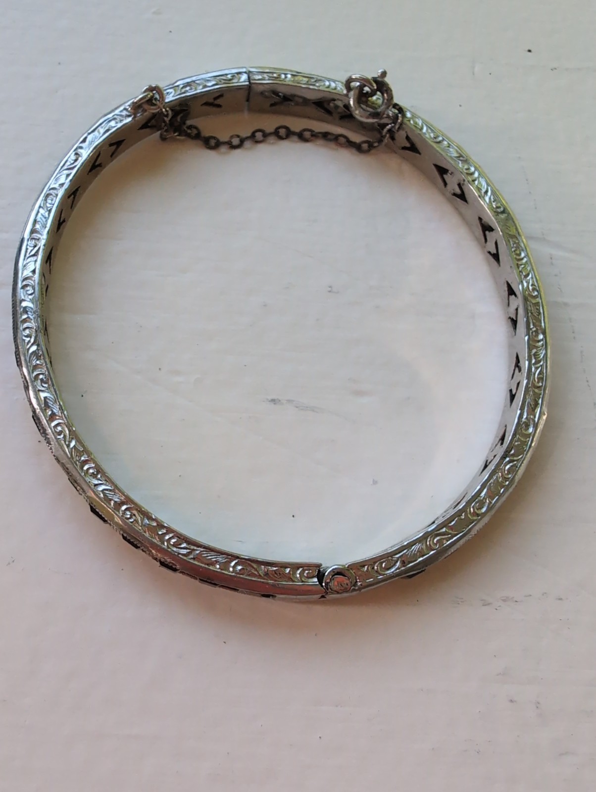 Vintage Hinge Bracelet with Purple Stones