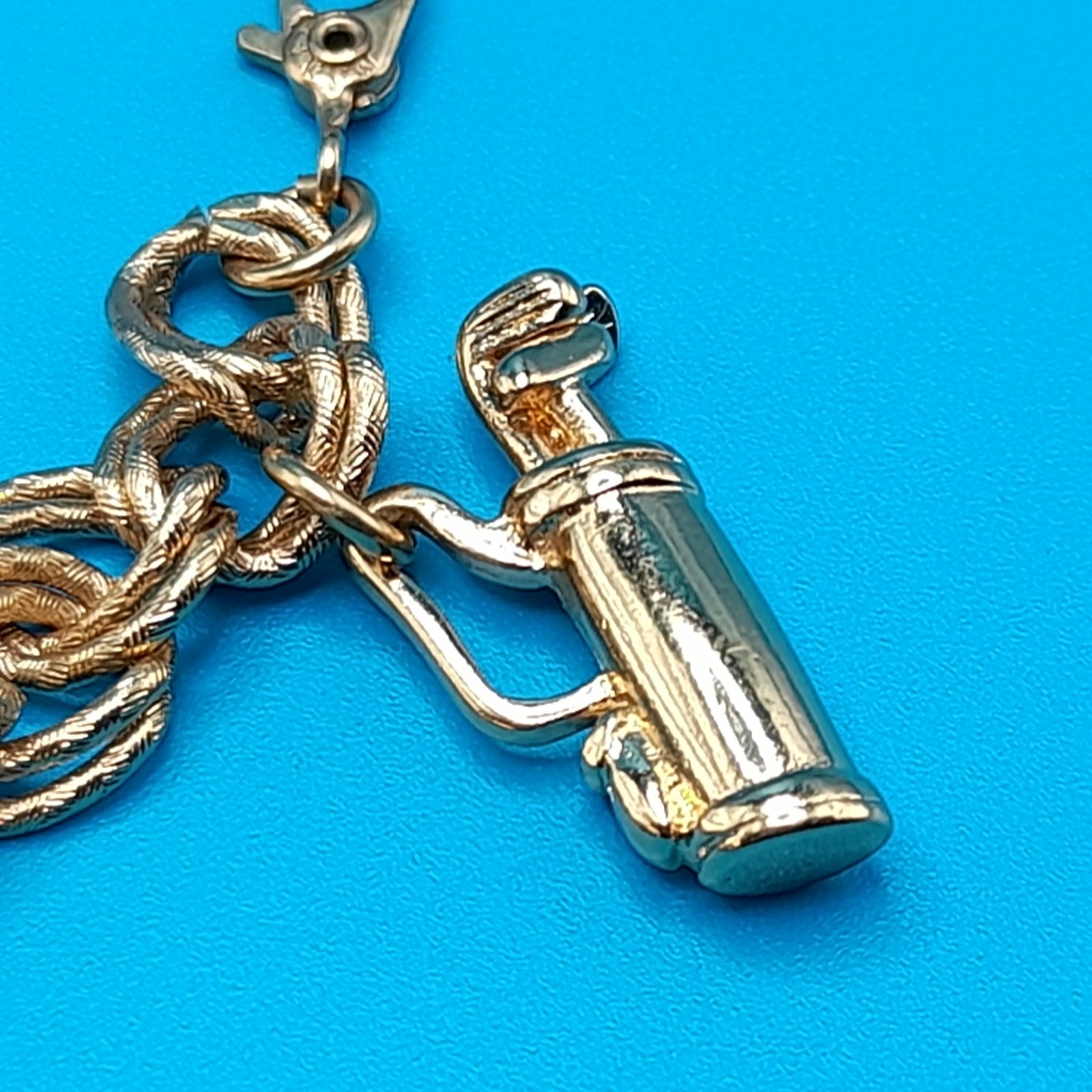 Vintage Monet Charm Bracelet Sports Theme Gold Tone Sister Clasp